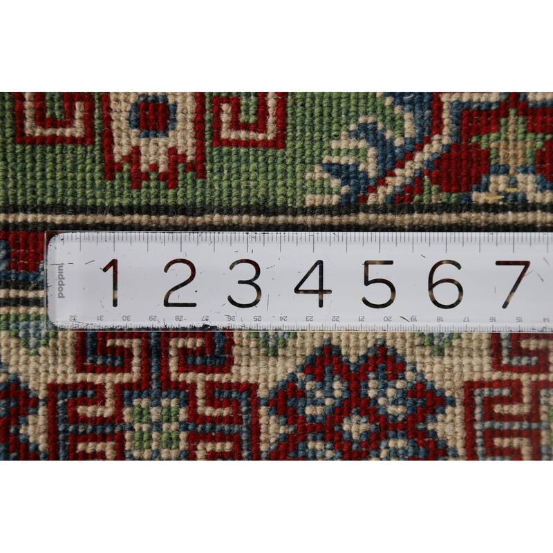 Light Green Kazak Oriental Runner Rug Hand-Knotted Wool Carpet - 2'9" x 9'7"