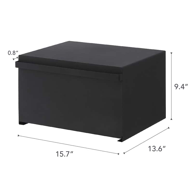 Yamazaki Home Bread Box - Two Styles, Steel, Horizontal, Holds 22.2 lbs - L 13.58 x W 15.75 x H 9.45 inches