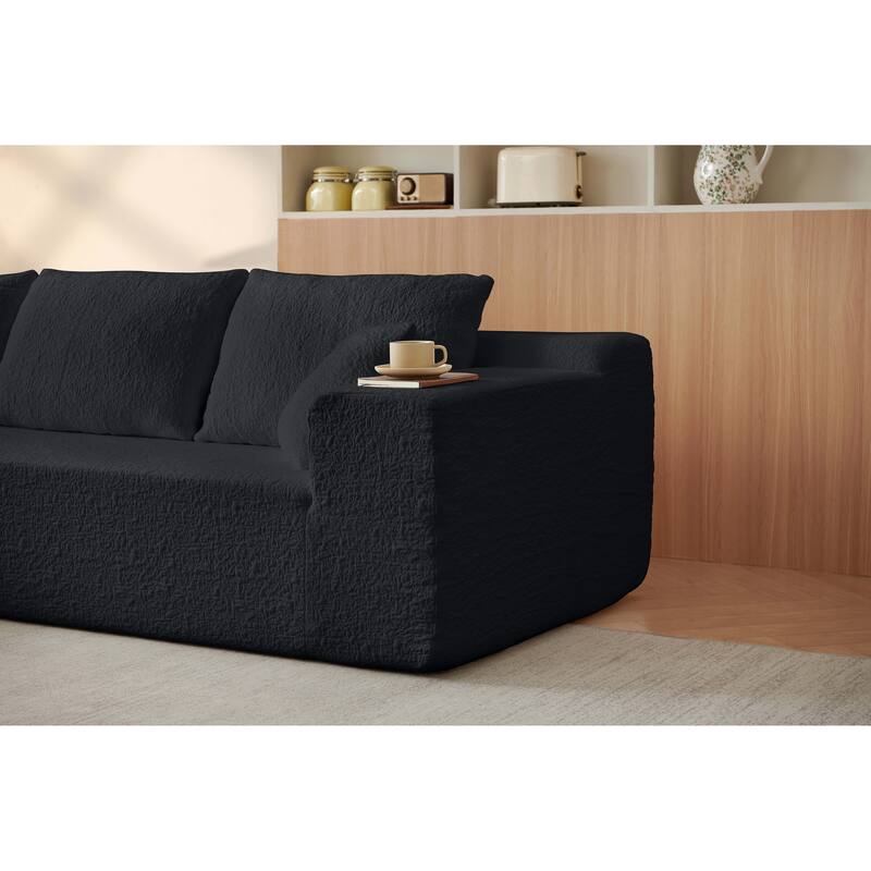 Modular Sectional Sofa with L-Shape Chaise, Chenille Upholstered Cloud Sofa, Corner Deep Seat Sofa with 5 Throw Pillows