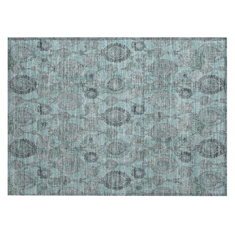 Machine Washable Indoor/ Outdoor Chantille Casual Floral Rug