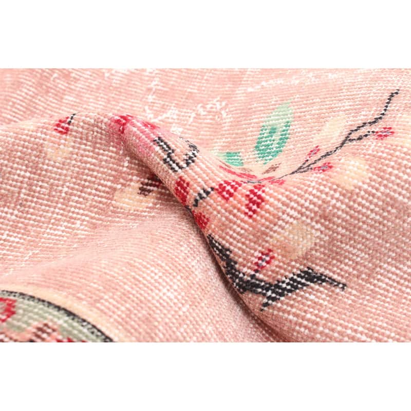 ECARPETGALLERY Hand-knotted Melis Vintage Coral, Pink Wool Rug - 6'11 x 9'9