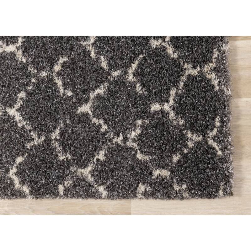 Lush Collection - Grey/Cream Lattice Rug