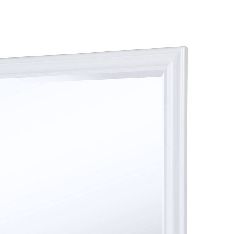 Heo Dresser Mirror, Landscape White Wood Frame, Beveled Glass, 36 Inch