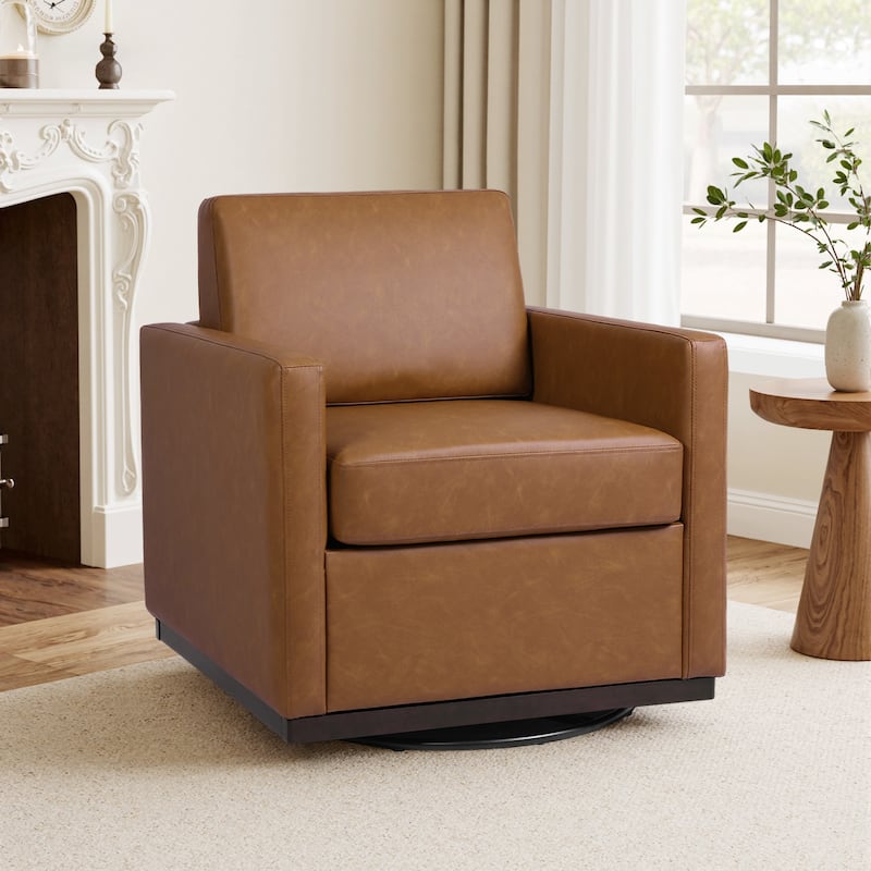 uixe Modern Upholstered Swivel Accent Chair with Pocket Spring Seat