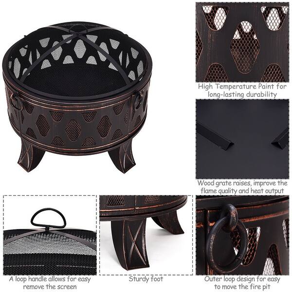 Shop Costway 28 Outdoor Fire Pit Bbq Portable Camping Firepit
