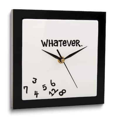 Curata Our Name is Mud Whatever White Earthenware and Wood Wall Clock