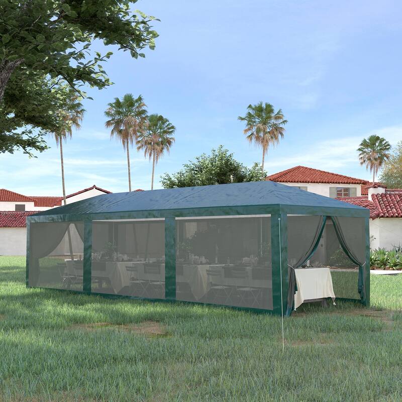 10' x 28' Party Tent Canopy with 8 Removable Mesh Sidewalls