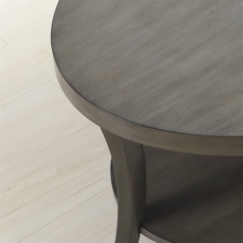 Contemporary Oval Shelf End Table, Gray/Espresso