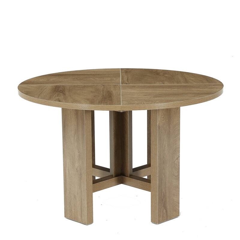 47 " Round Dining Table, Rustic Wooden Kitchen Table For 4-6