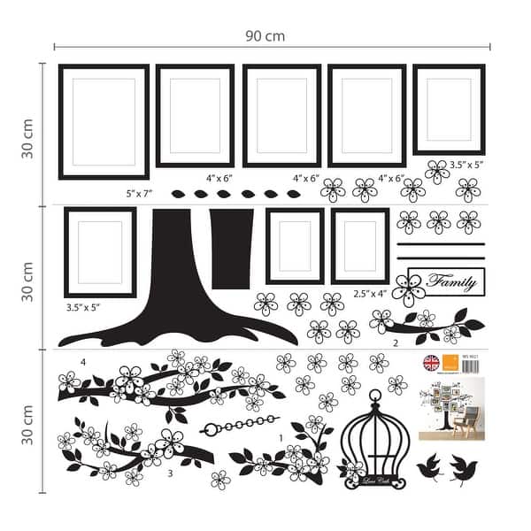 dimension image slide 0 of 3, Walplus Photo Frame Tree Luggage Tags Wall Sticker DIY Art Home Decor