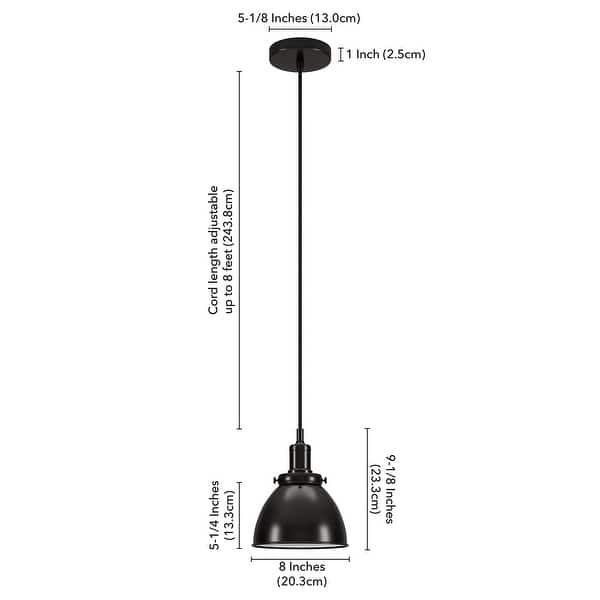 dimension image slide 5 of 12, Madison 8" Wide Pendant with Metal Shade
