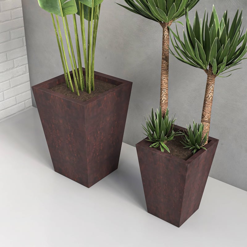 Square Fiberstone Planter Pot Set for Indoor Outdoor Serene Series