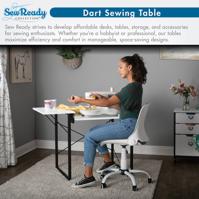 Sew Ready Dart Wood Top Sewing Table with Folding Top