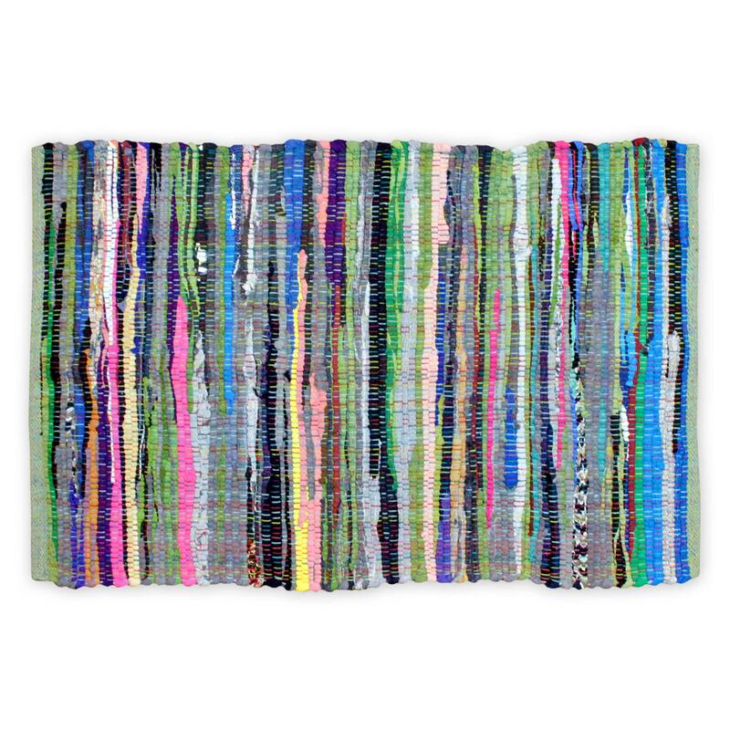 DII Recycled Fabric Striped Handmade Rag Rug - 19" x 32" - Multi-color