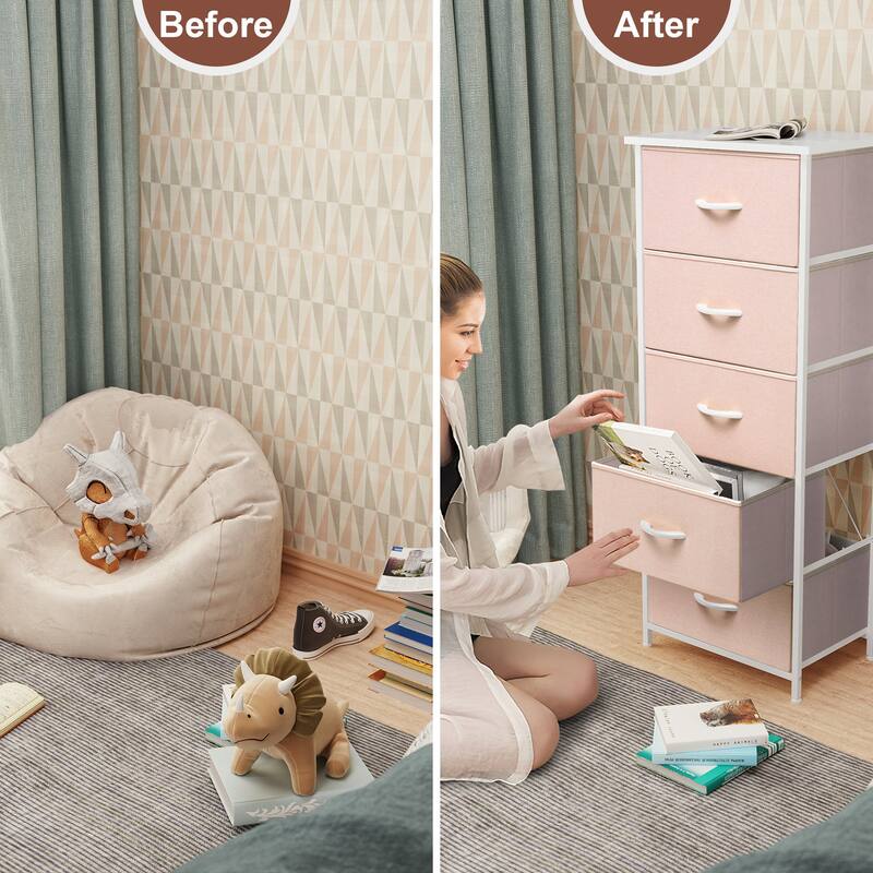 Crestlive Products Household 5-Drawer Vertical Dresser Storage Chest