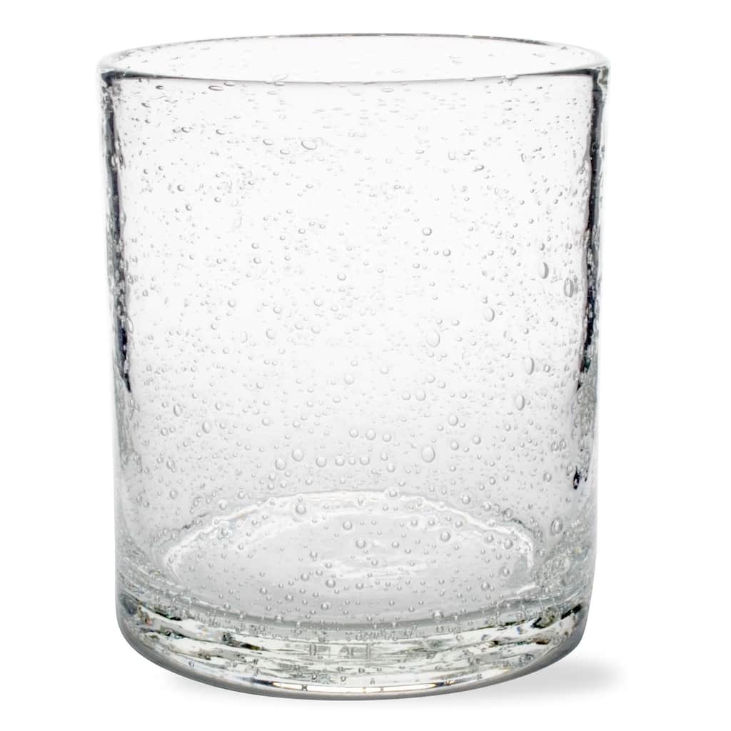 Bubble Glass Double Old Fashioned Drinkware - Clear 15oz Glasses, Dishwasher Safe, 4" H x 3.5" Dia, Set of 2
