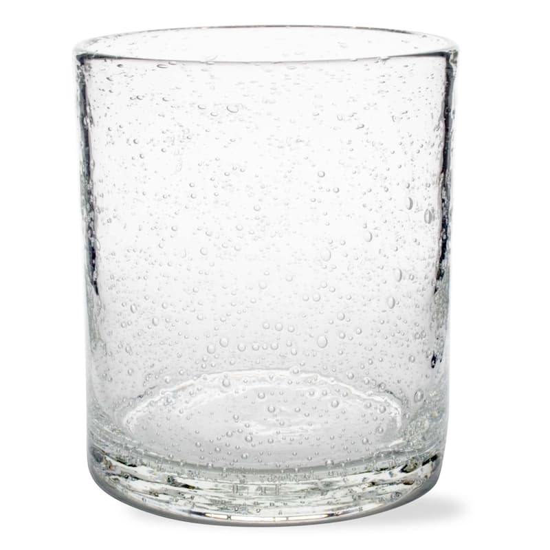 Bubble Glass Double Old Fashioned Drinkware - Clear 15oz Glasses, Dishwasher Safe, 4" H x 3.5" Dia, Set of 2