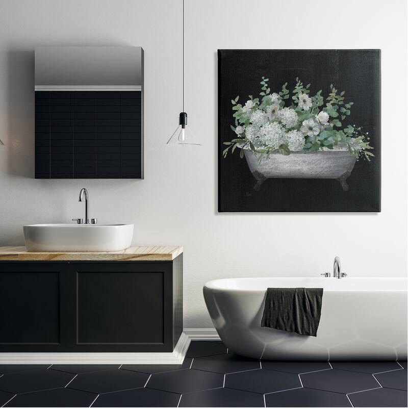 Stupell Vintage Clawed Bathtub Botanical White Flower Bouquet Canvas Wall Art