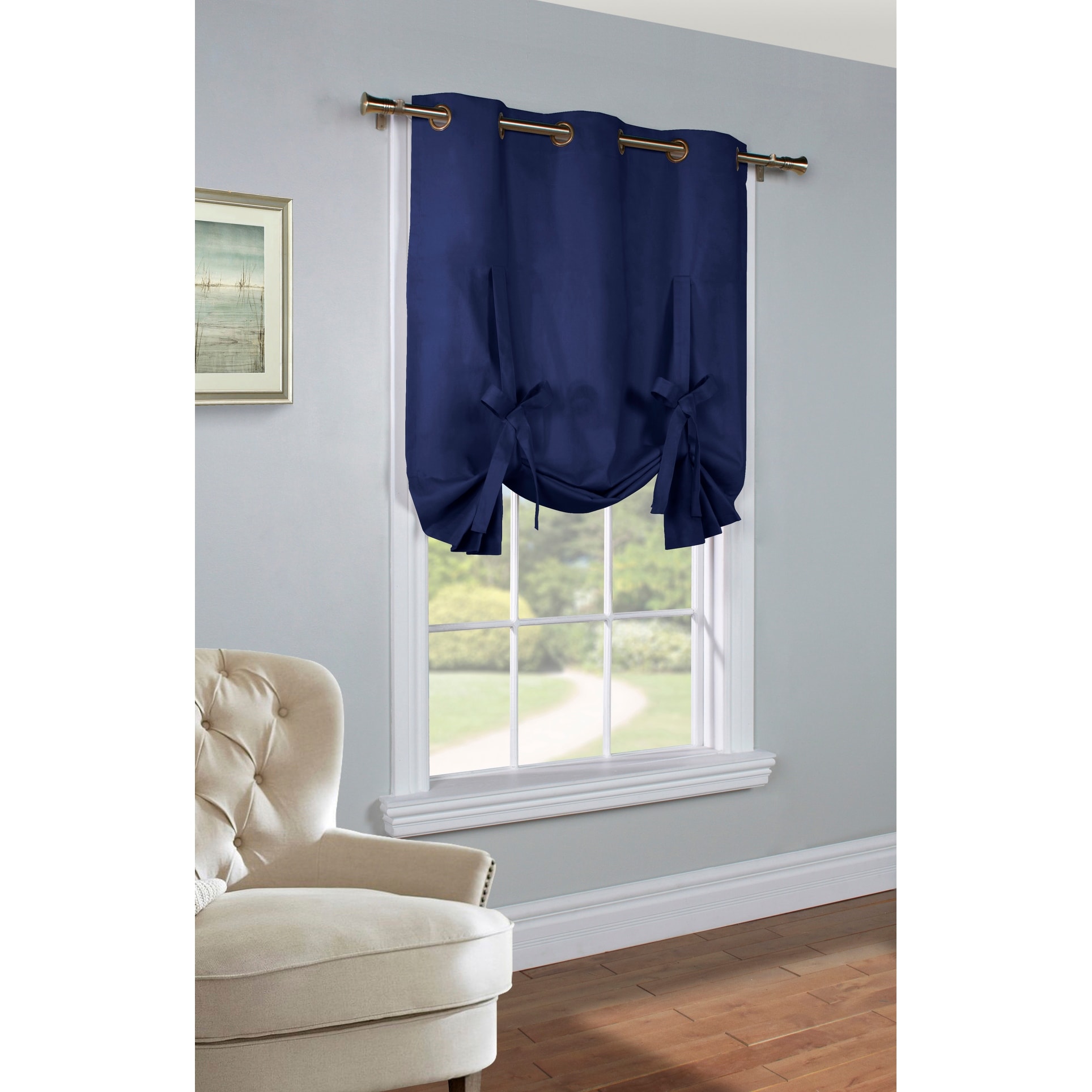 Ava Blackout Weave Curtains Grommet Tie Up Shade for Small Window 46" W X 63" 