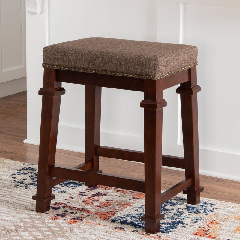 Linon Willamette Tweed Backless Counter Stool