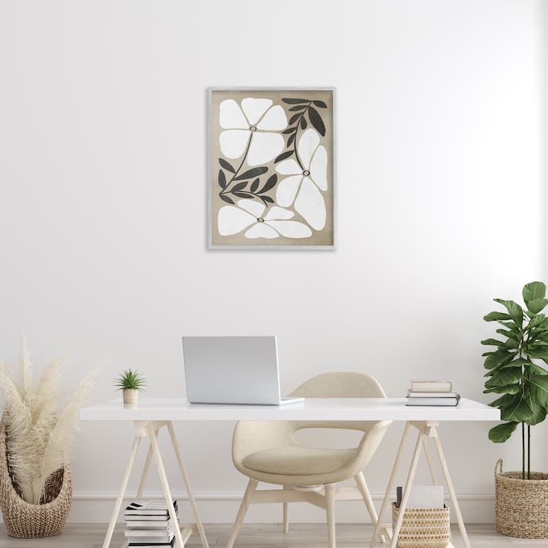 Stupell Boho Flowers Trio Framed Giclee Art Design By Victoria Barnes