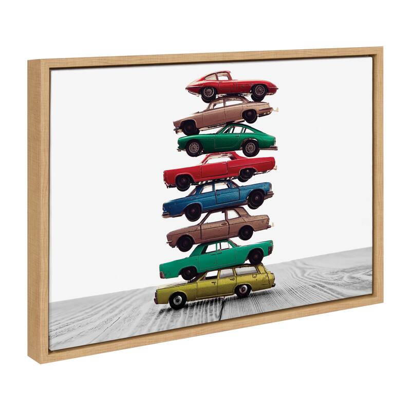 Kate and Laurel Sylvie Stacked Cars Canvas by Saint and Sailor Studios - 18x24 - Natural