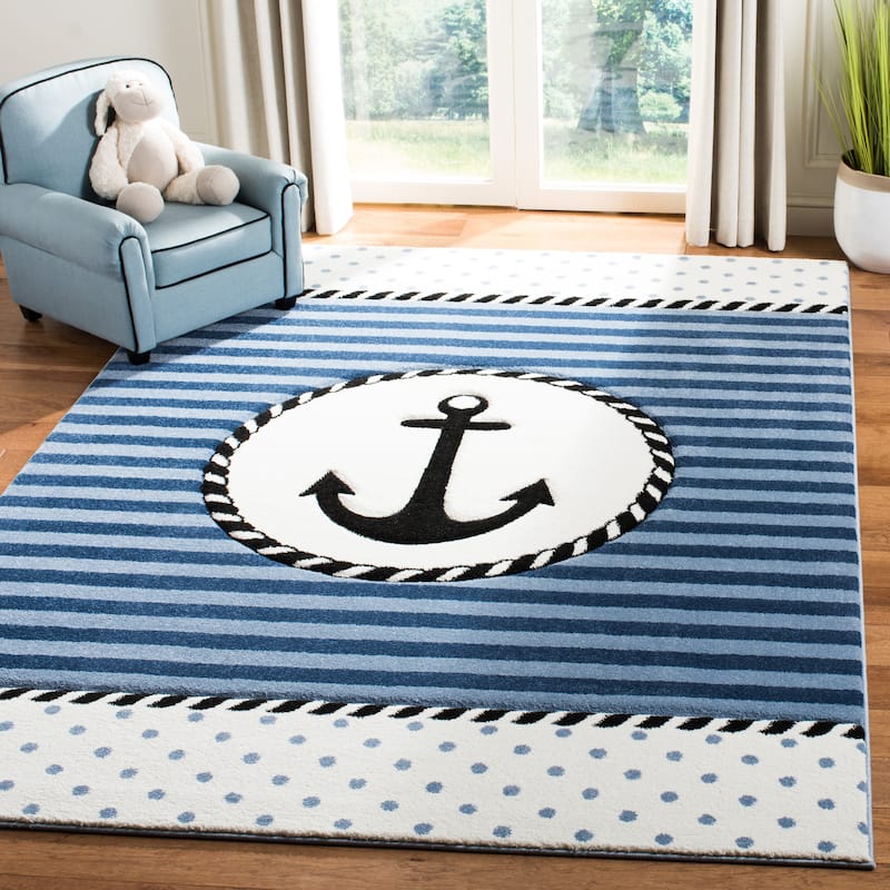 SAFAVIEH Carousel Kids Sybill Nautical Anchor Rug - 5'3" x 7'6" - Navy/Ivory
