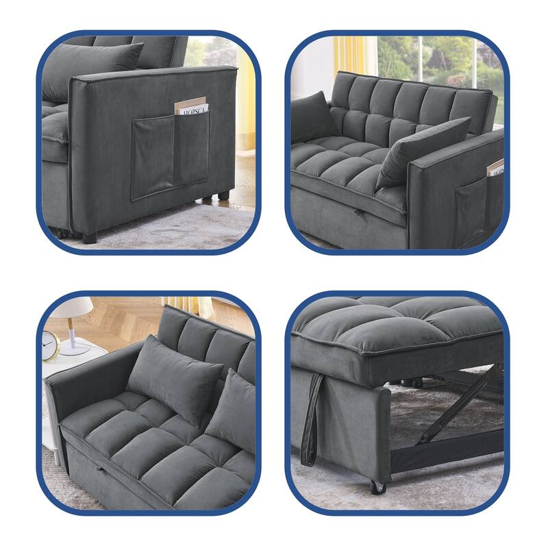 54" Wide 3 in 1 Velvet Sleeper Sofa for Living Room
