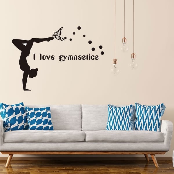 Shop Gymnastic Pattern Wall Stickers Removable Art Decals For Living Room Bedroom Black Overstock 29552494