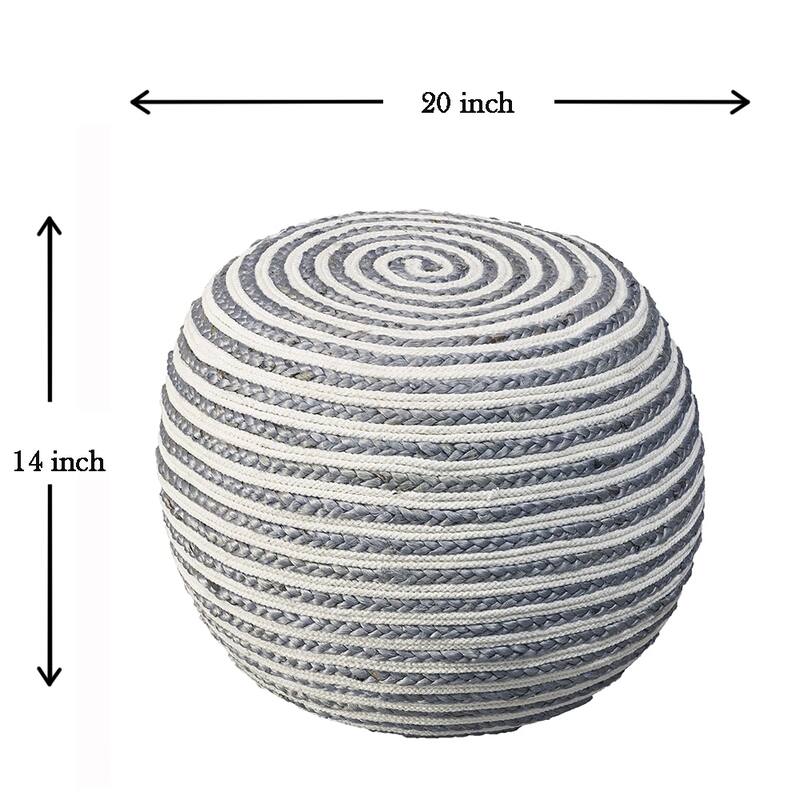 Sevita Boho Braided Jute Pouf Ottoman ( 14" x 20" )