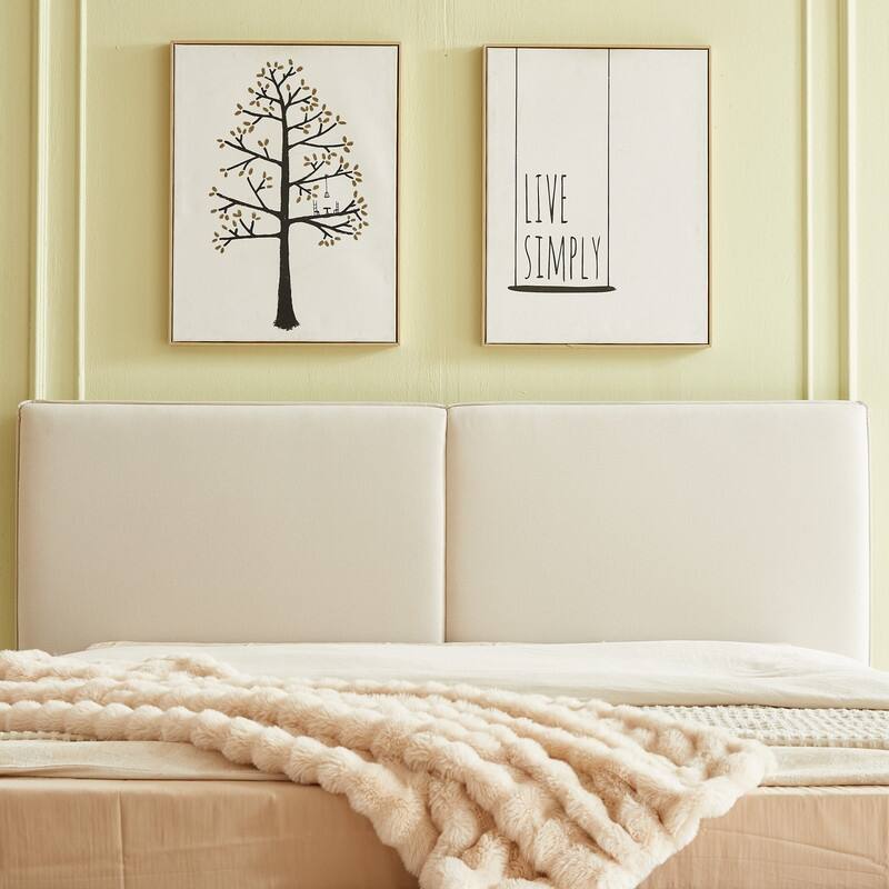 Plywood Frame Linen Upholstered Platform Bed