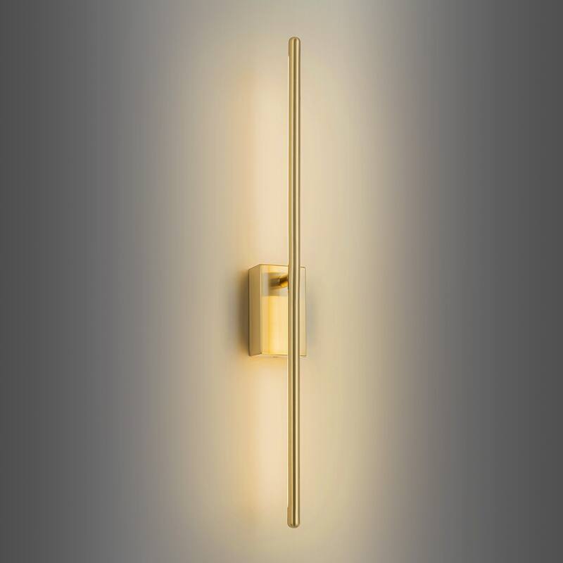 1-Light Modern Gold/Black Linear Bathroom Vanity Light Integrated LED 3000K Rotatable Wall Light