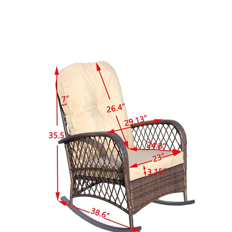 Outdoor Wicker Rocking Chair With Wide Seat (Excluding the table)