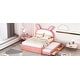 preview thumbnail 1 of 15, Charming Upholstered Platform Bed with Trundle and Drawers for Kids Pink
