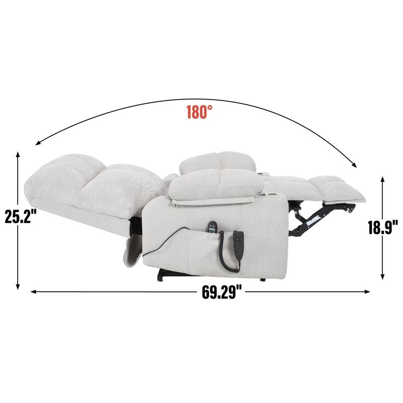 Roomfitters Dual Motor Power Lift Recliner Chair with Heat Massage Oversized Infinite Position Sofa with Cup Holders