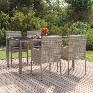 Patio Chairs with Cushions 4 pcs Poly Rattan Gray - Bed Bath & Beyond ...
