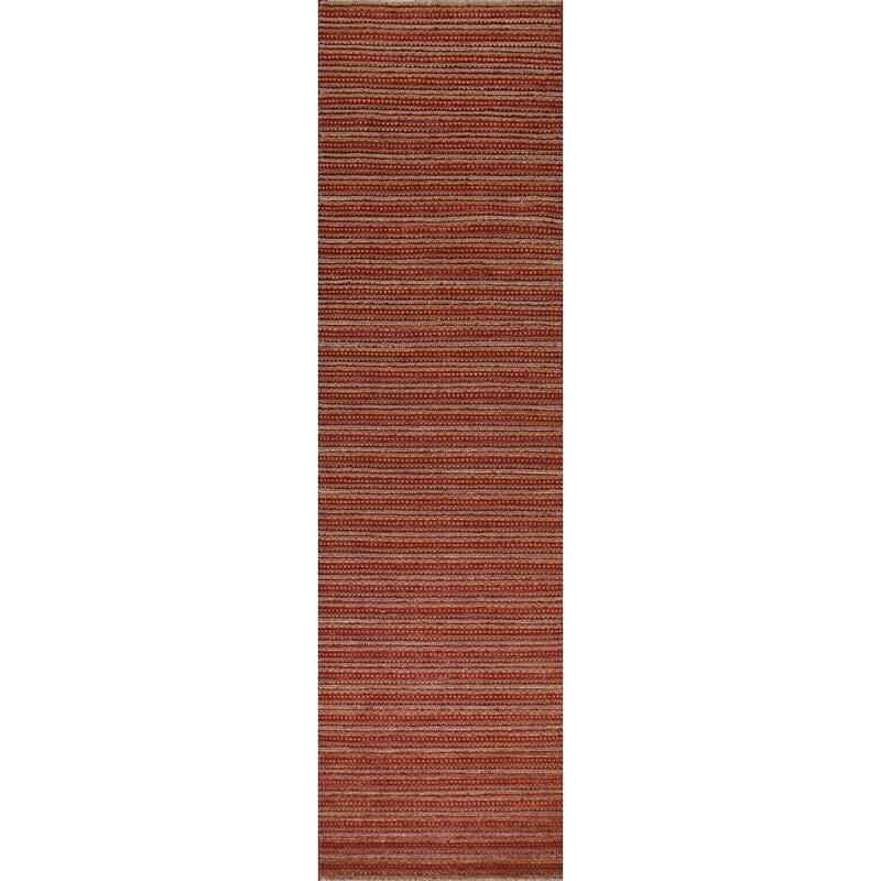 Modern Gabbeh Oriental Runner Rug Handmade Wool Carpet - 2'7"x 12'2"