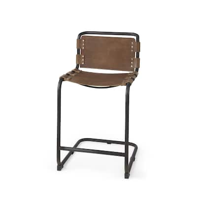 Modern Tall Black Bar Stool with Full Back and Footrest Iron Frame Stationary Seat for Living Room