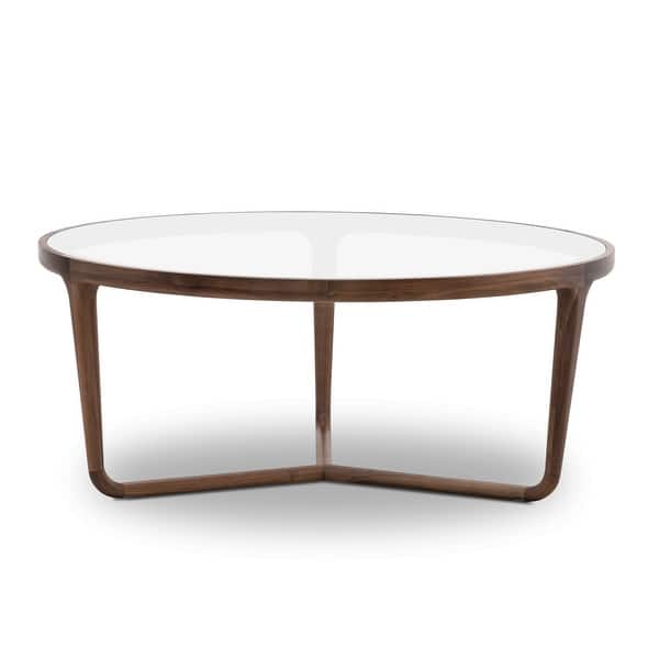 slide 1 of 11, Poly and Bark Ciro Round Coffee Table Walnut - Glass