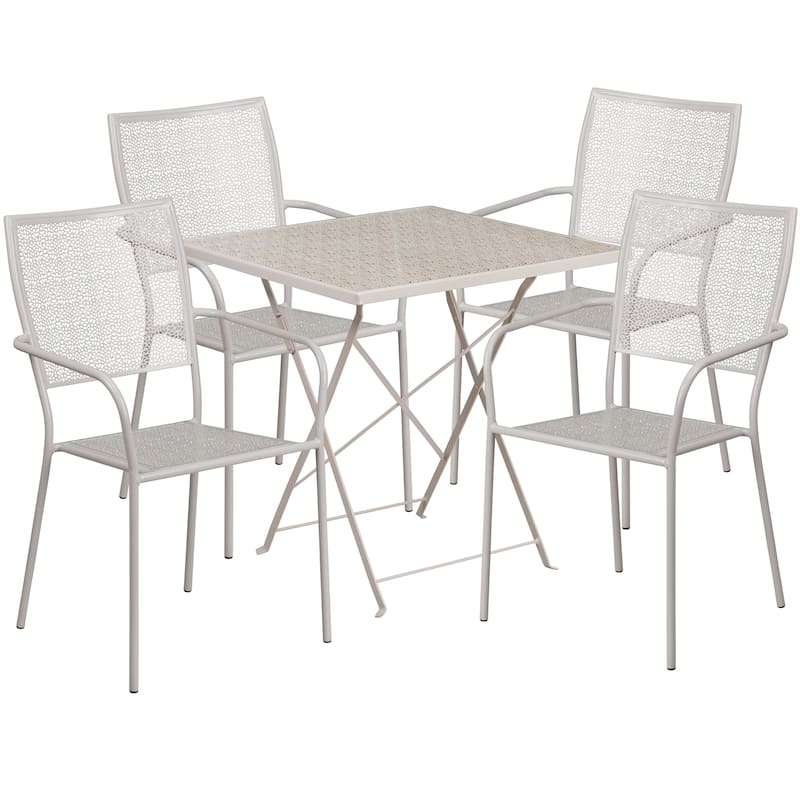 28-inch Square 5-piece Indoor/ Outdoor Folding Table and Chairs Set