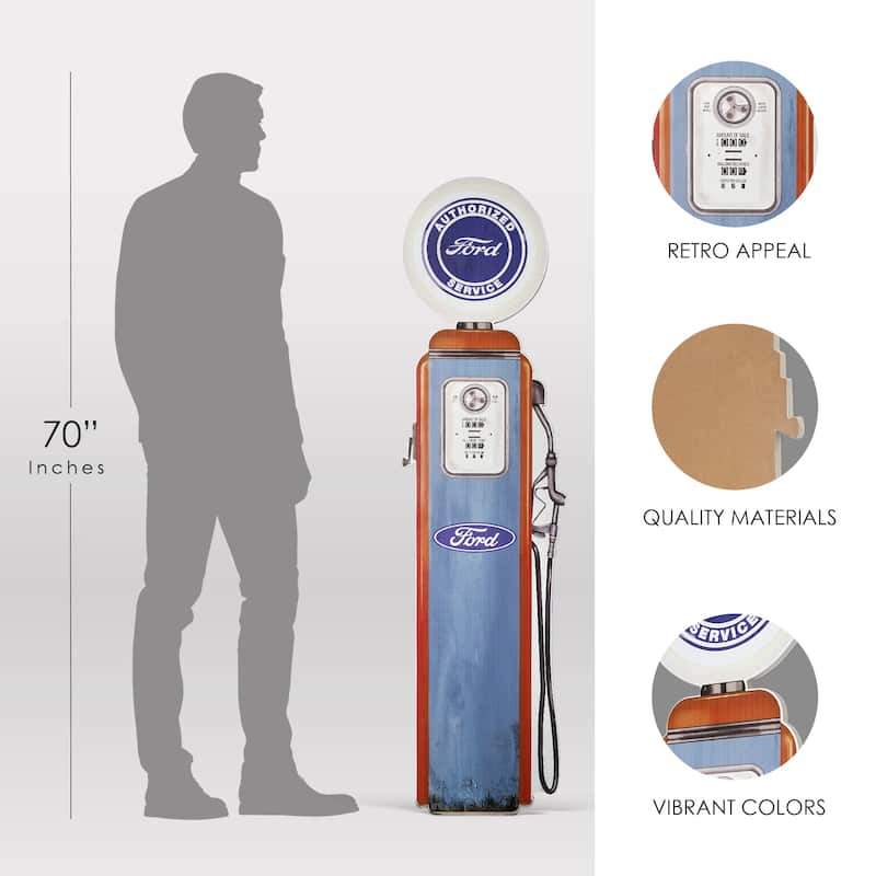 Licensed Ford Authorized Service Gas Pump Wall Plaque - 62" x 17" - 60.5" x 14.75"