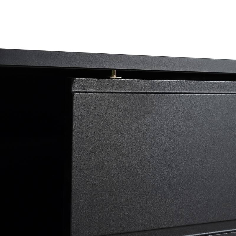 Roomfitters Modern Media Console with Fluted Glass Door, Free-Combination TV Stand for TVs Up to 100" with Sliding Storage
