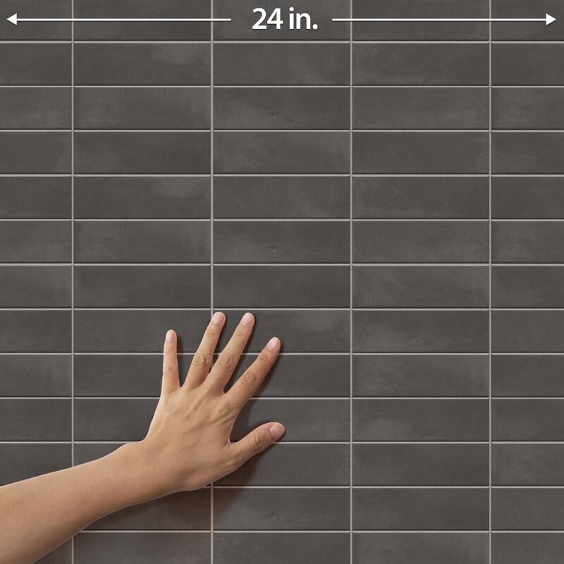 Merola Tile Coco Matte Black Hat 2" x 5-7/8" Porcelain Floor and Wall Tile