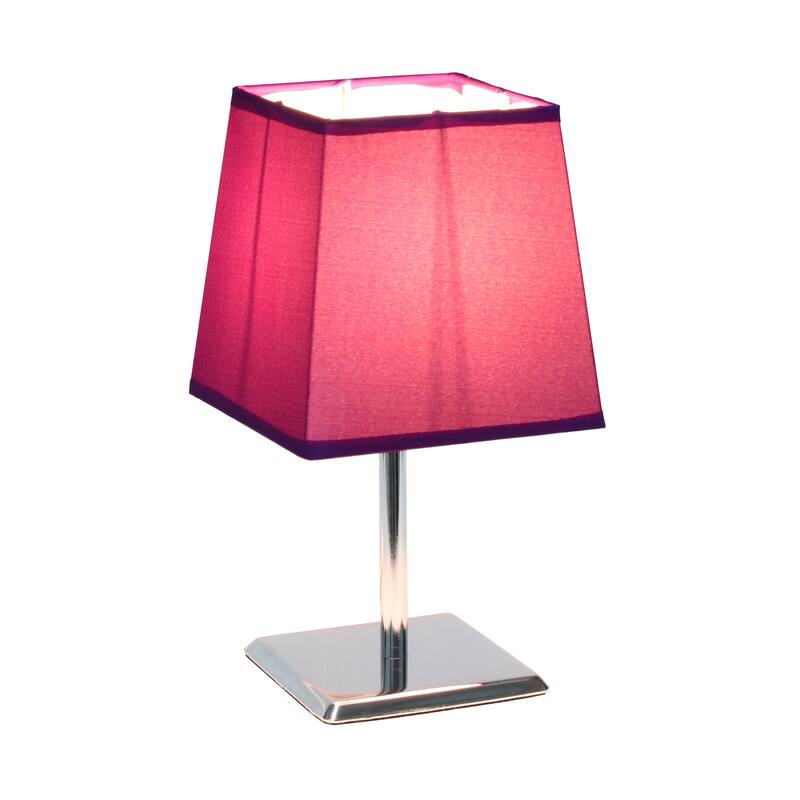 9.65" Compact And Chic Modern Square Chrome Accent Table Lamp, For Living Room, Bedroom, Office, Black Shade