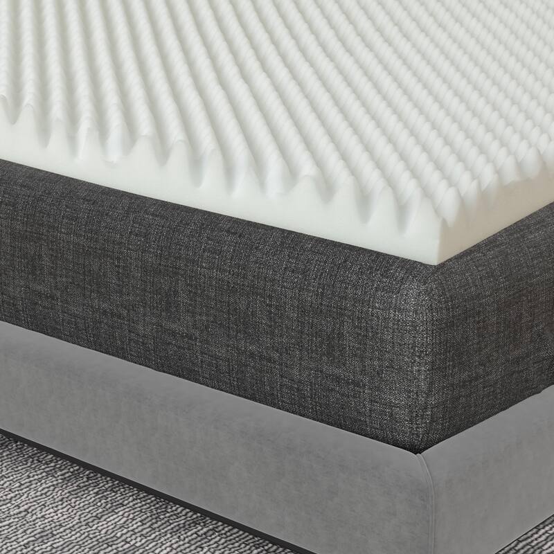 High Density Convoluted Egg Shell Breathable Foam Topper, Adds Comfort to Mattress