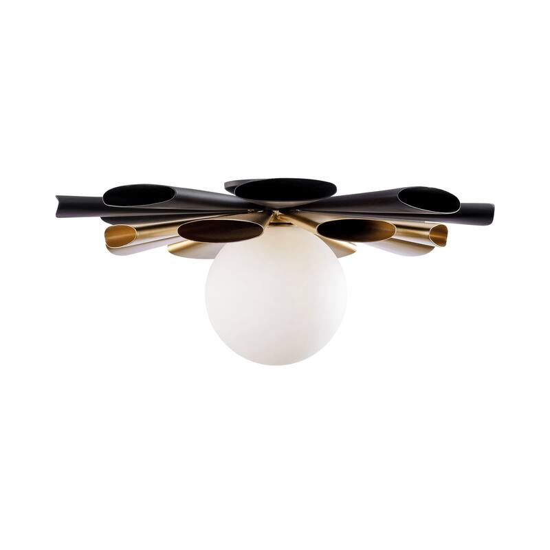 Varaluz Daphne 1-Light Convertible Flush Mount/Sconce - Matte Black/French Gold
