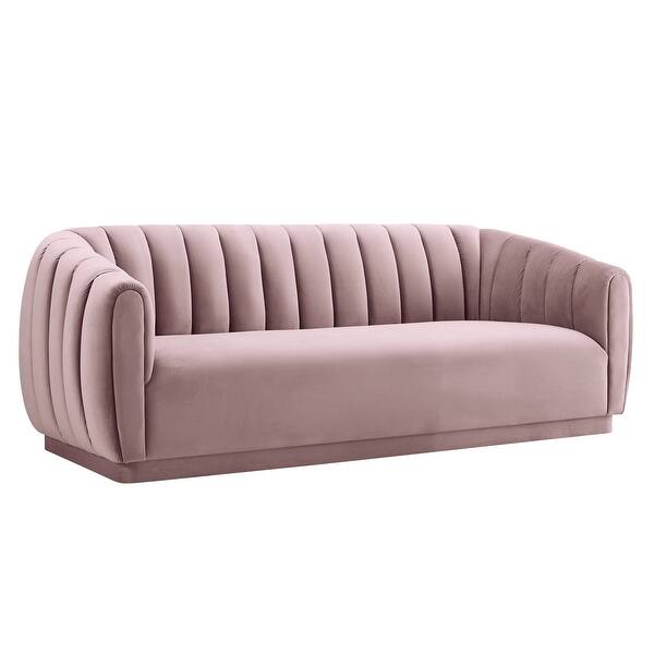 Shop Arno Blush Velvet Sofa Overstock 18755060