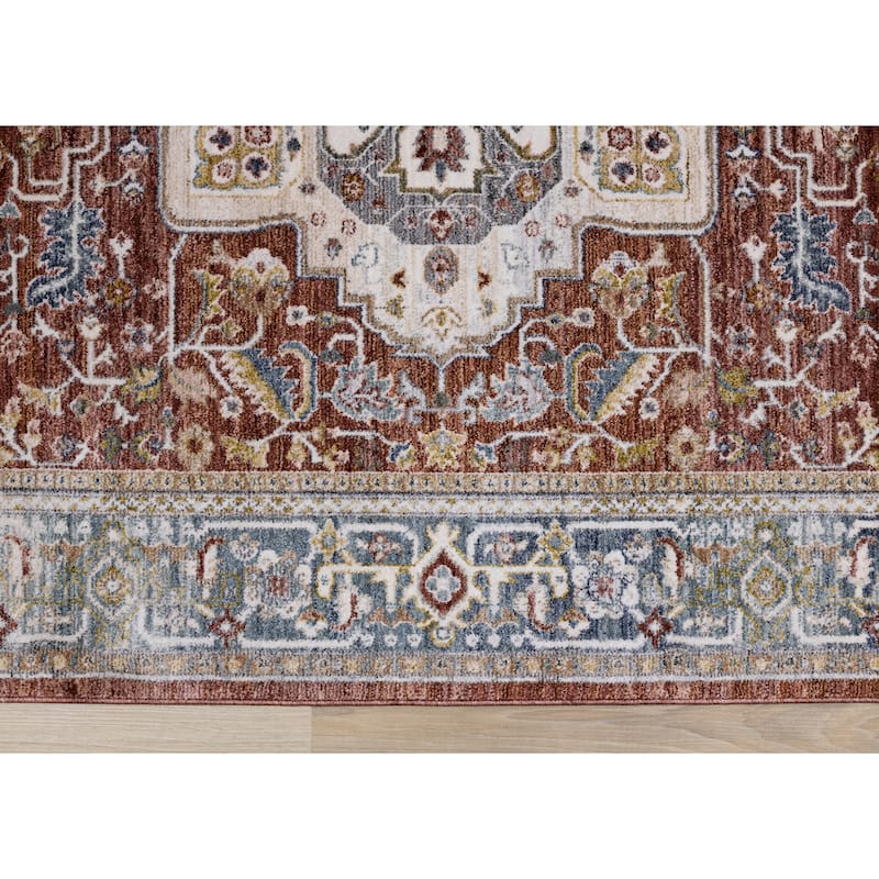 Alpine Rug Co. Red Cream Gold Classic Medallion Area Rug