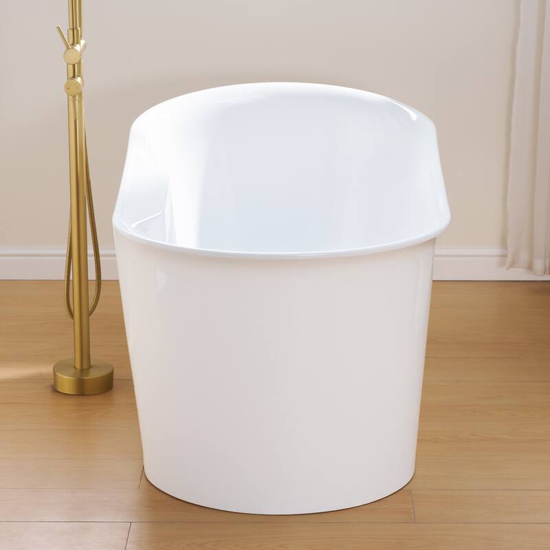66'' W,73 GALLONS Freestanding Acrylic Soaking Bathtub With Drain And Overflow Holes