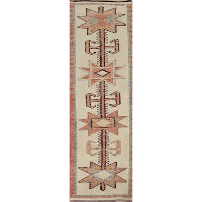 Oushak Turkish Runner Rug Hand-Knotted Wool Carpet - 3'4"x 12'8"